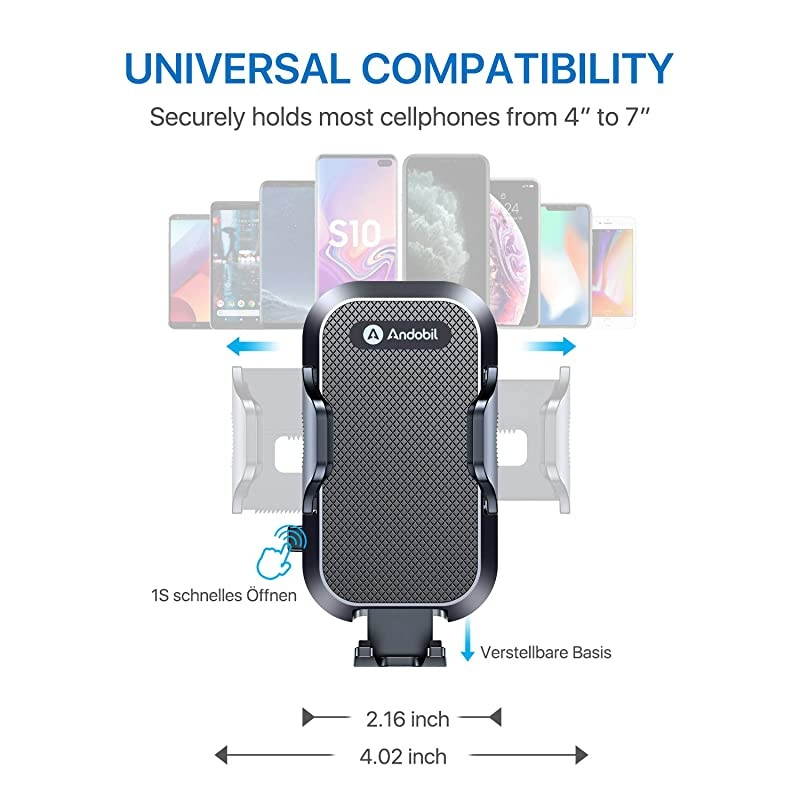 Car Phone Mount Easy Clamp Newest HandsFree Phone Holder for Car Dashboard Windshield Air Vent Super Suction Cup Compatible with iPhone 1111 Pro8 Plus8XXRXS7 Plus Samsung S10S9S8