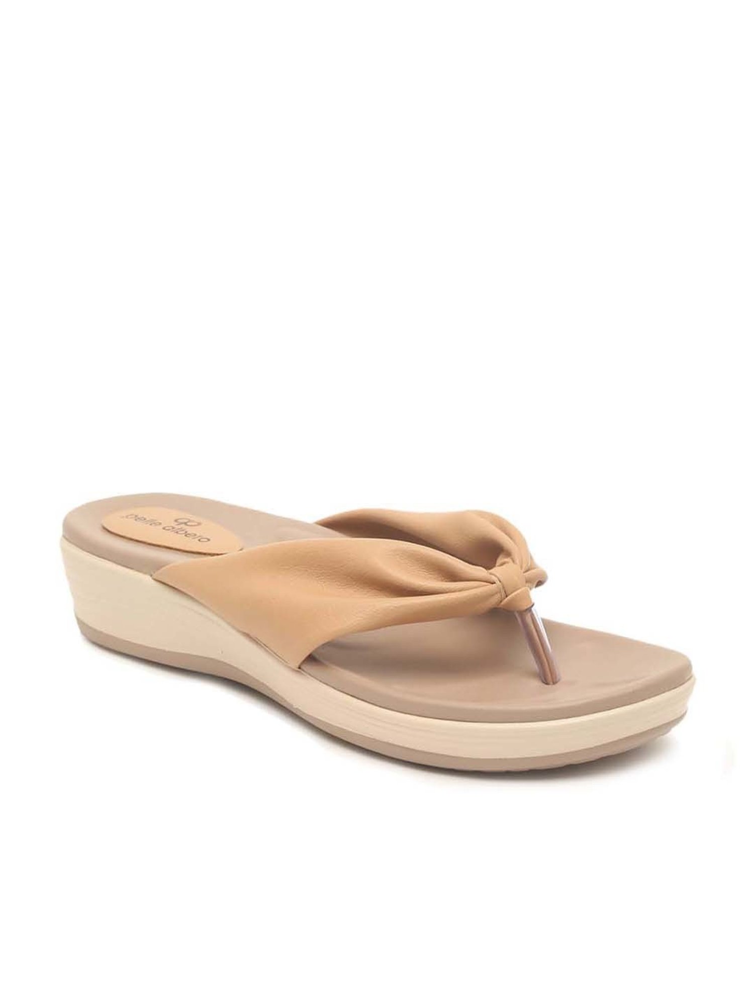 Pelle Albero Women's Beige Thong Wedges