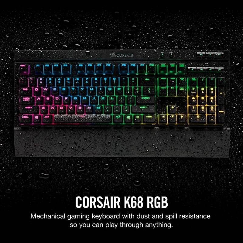K68 RGB Mechanical Gaming Keyboard, Backlit RGB LED, Dust and Spill Resistant - Linear & Quiet - Cherry MX Red