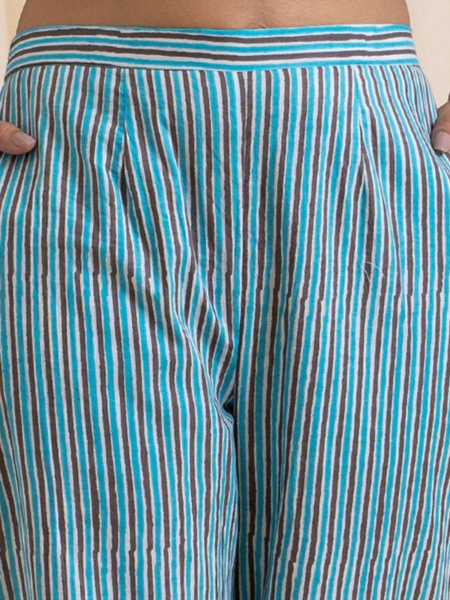 Akiso Aloha Grey & Blue Straight Pajama Pants