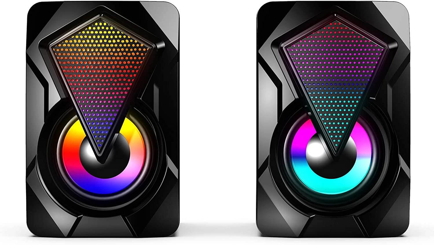 Homyl Computer Speaker Stereo 2.0 Bass RGB Light USB Powered 3.5mm PC/Laptop/Tablet