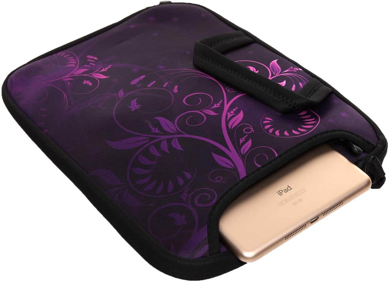 17-Inch to 17.3-Inch Neoprene Laptop Shoulder Messenger Bag Case Sleeve For 16 16.5 17 17.3 Inch Acer/Asus/Dell/Lenovo/HP/Macbook (Purple Flower)