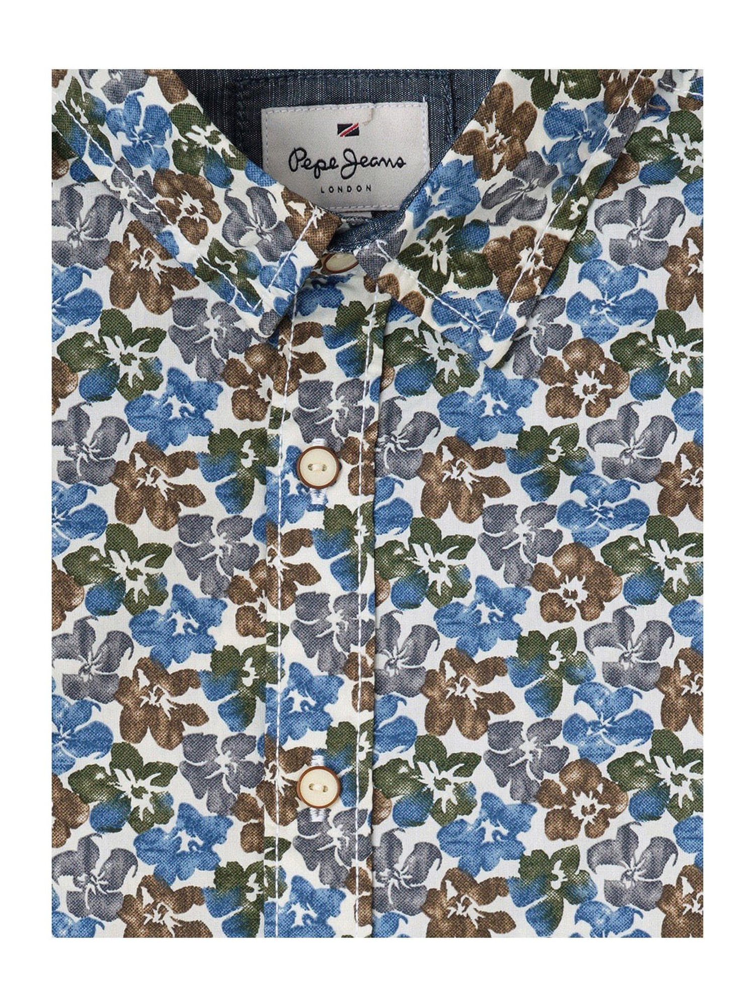 Pepe Jeans Kids Brown & Blue Floral Print Shirt