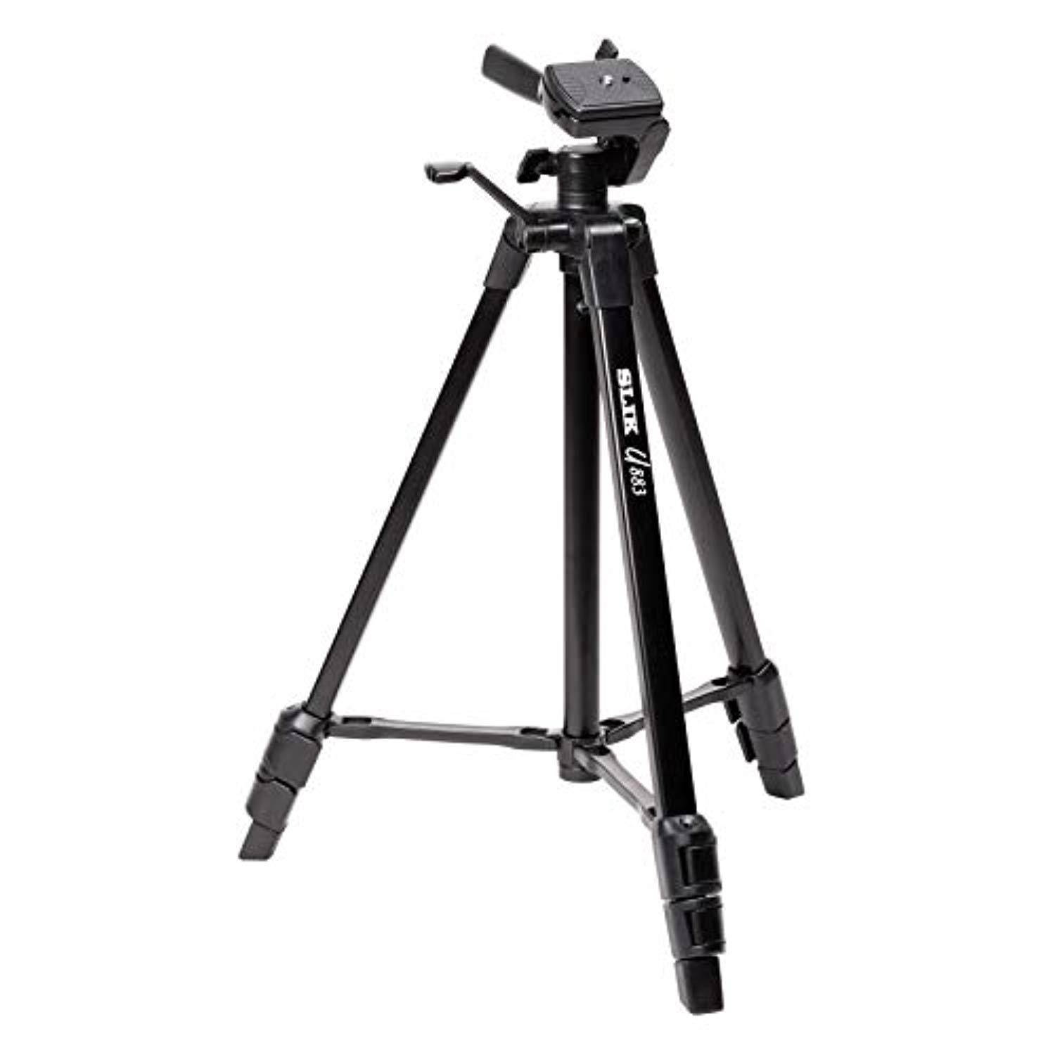 slik u883 3stage compact lightweight folding aluminum travel portable dslr/slr video/camera tripod with 3way pan head for canon nikon sony cameras with carry case  black