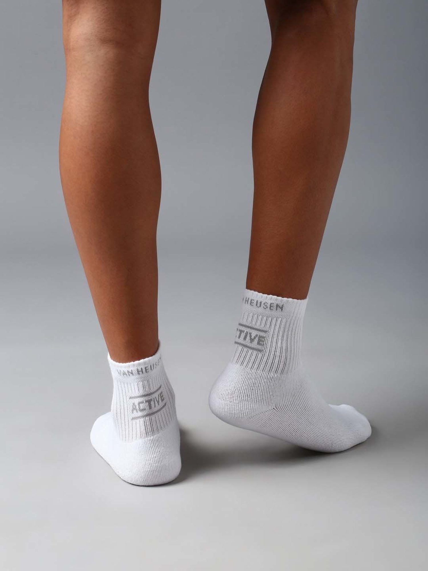 Van Heusen White Cotton Solid Socks - Set of 1