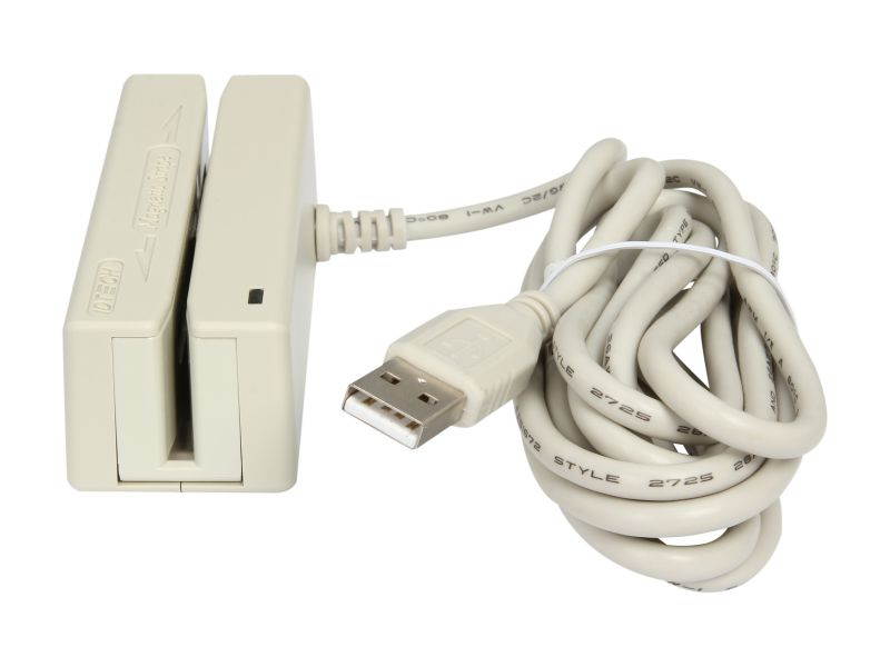 ID TECH IDMB-334133 MiniMag II Card Reader (White) &ndash; USB &ndash; Keyboard Emulation, Track 1, 2, 3