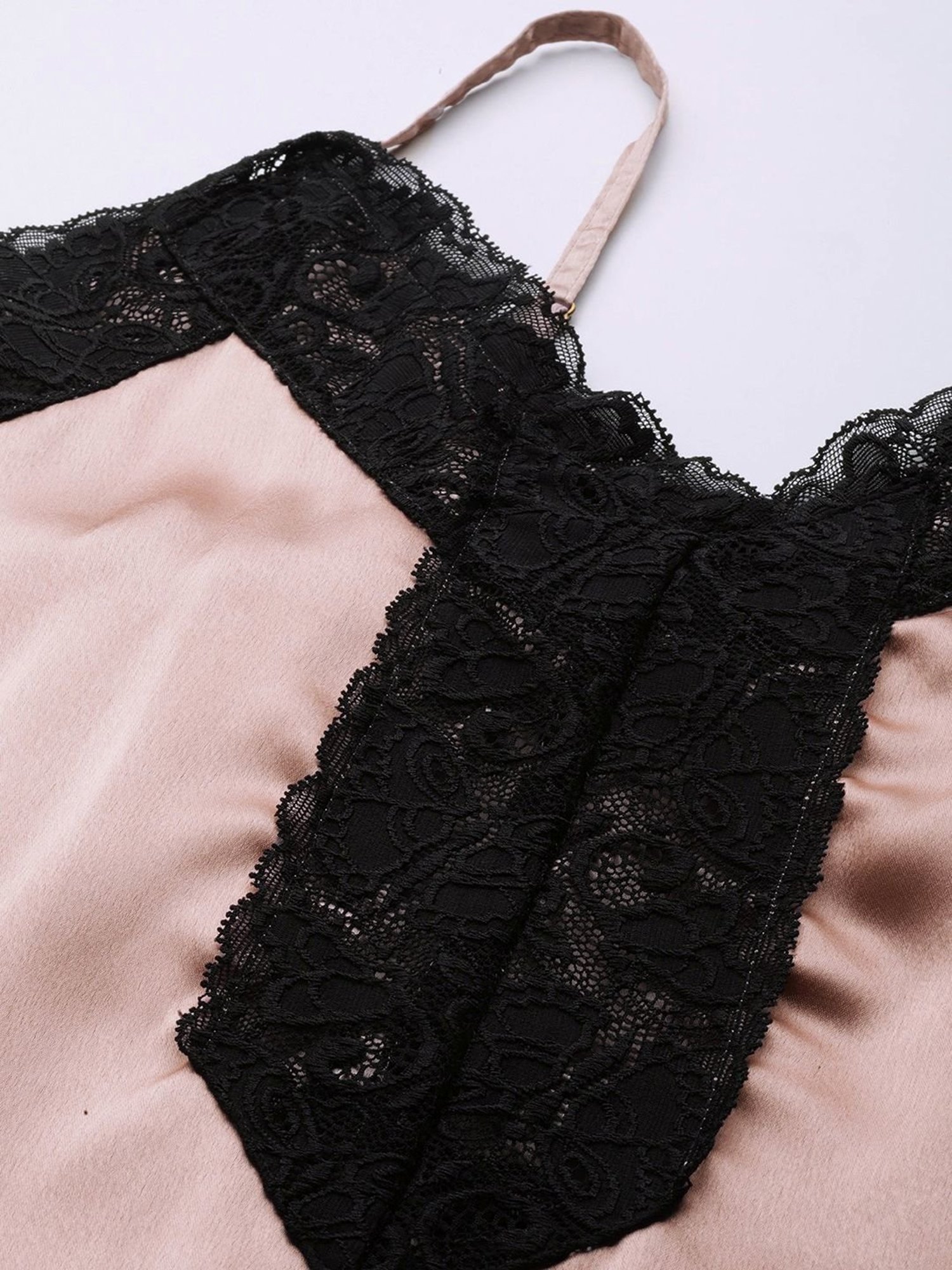 Ms.Lingies Peach Lace Work Nightwear With Robe