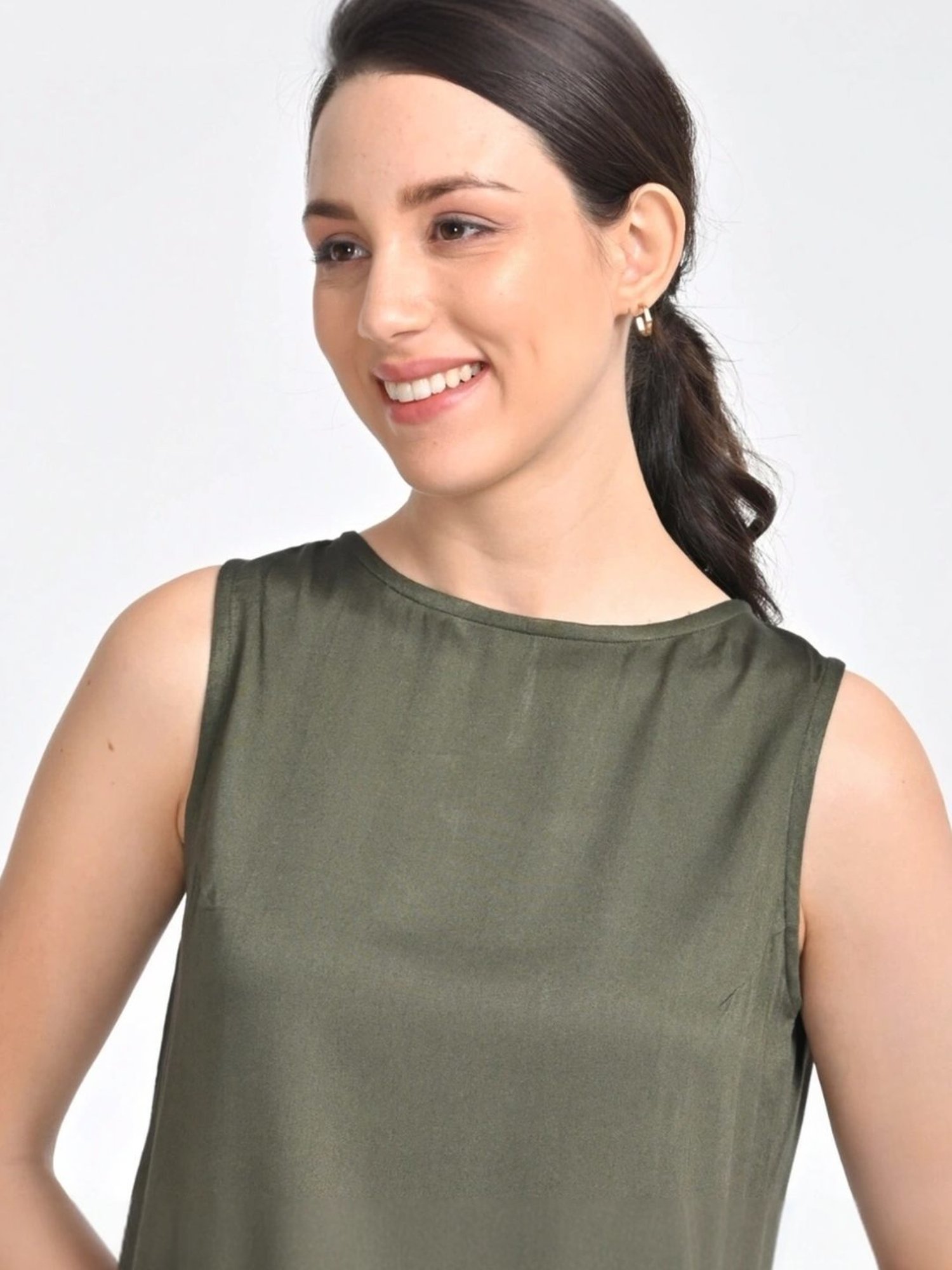 Saltpetre Olive Shell Top With Beige Trouser Co-ords Set