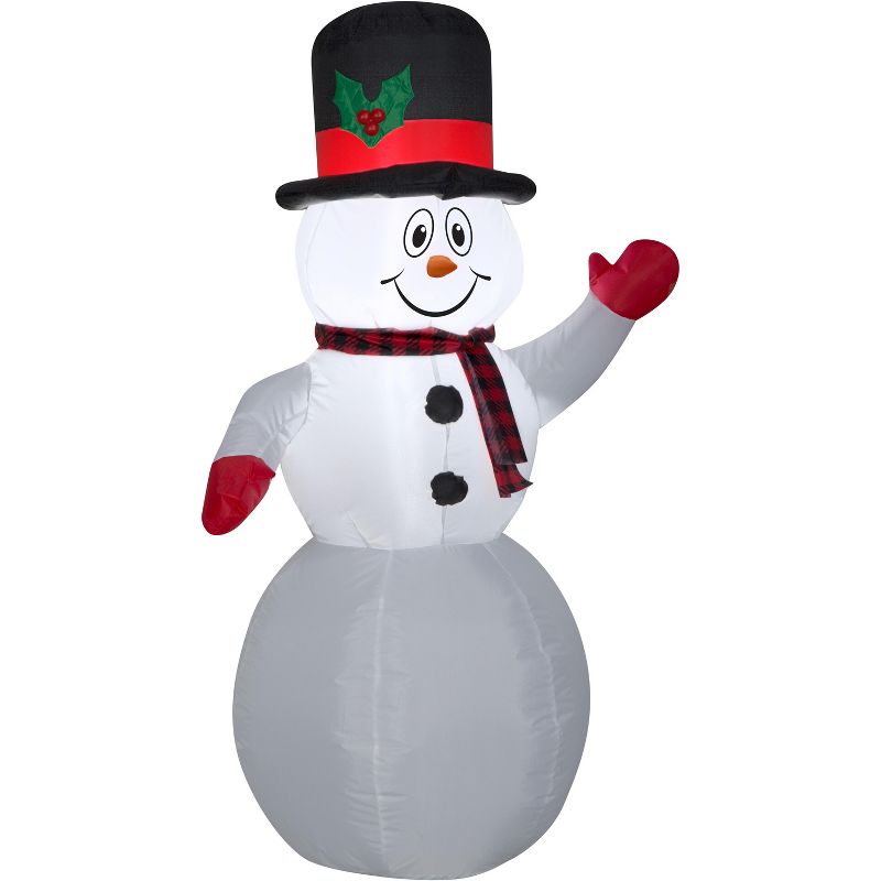 Gemmy Christmas Airblown Inflatable Mixed Media Gnome w/Curved Hat, 5 ft Tall, Multicolored