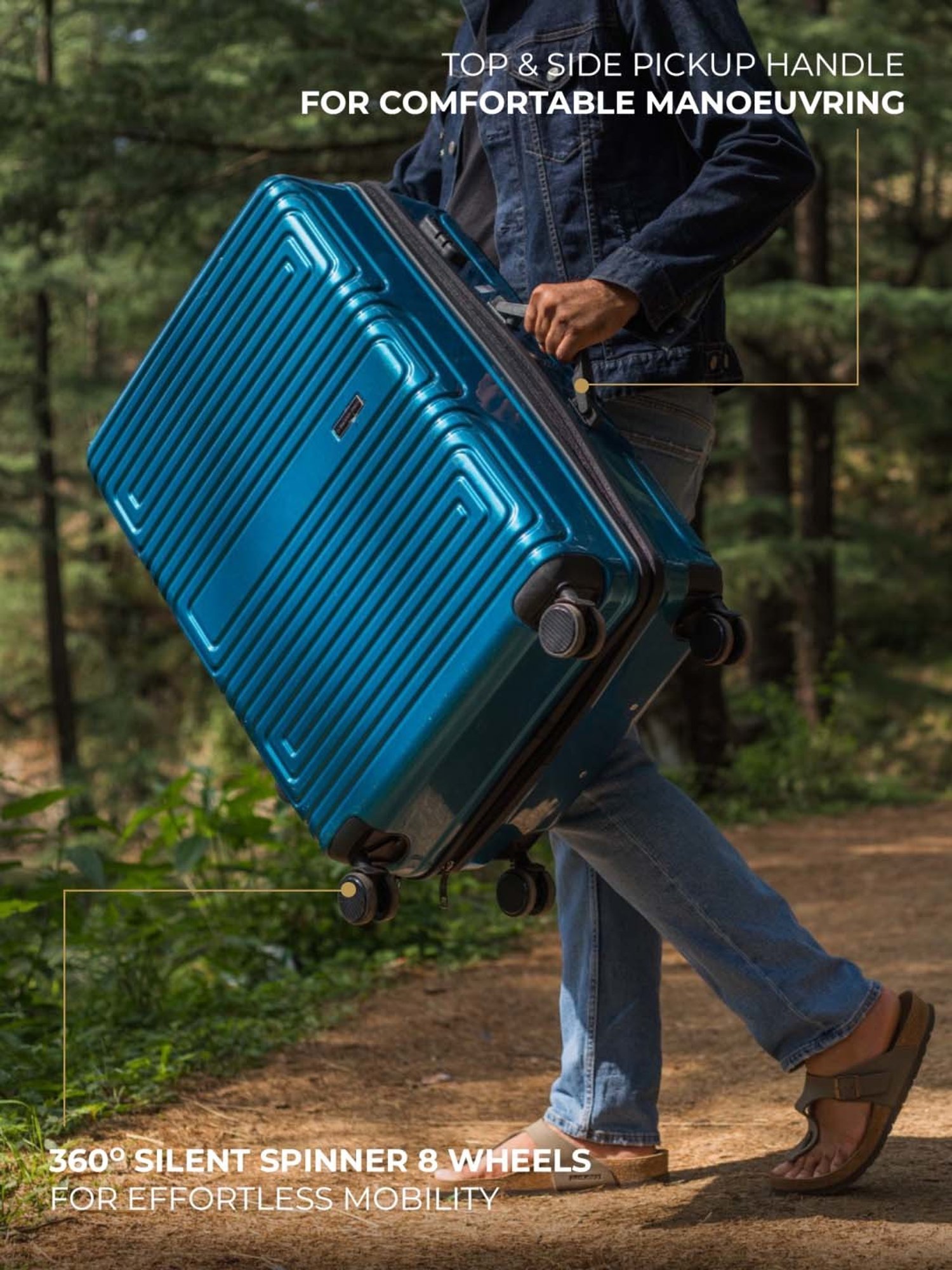 Nasher Miles Dalhousie Hard-Sided Poycarbonate Check-in Titanium Blue 28 inch |75cm Trolley Bag