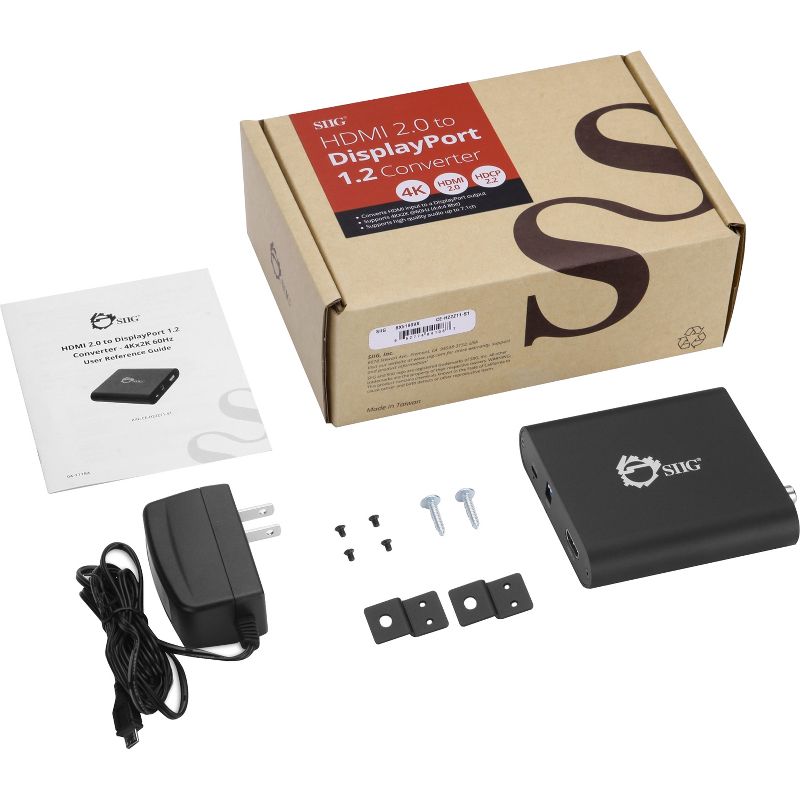 SIIG HDMI 2.0 to DisplayPort 1.2 Converter - 4Kx2K 60Hz - Functions: Signal Conversion - 3840 x 2160 - DisplayPort - USB - Audio Line Out