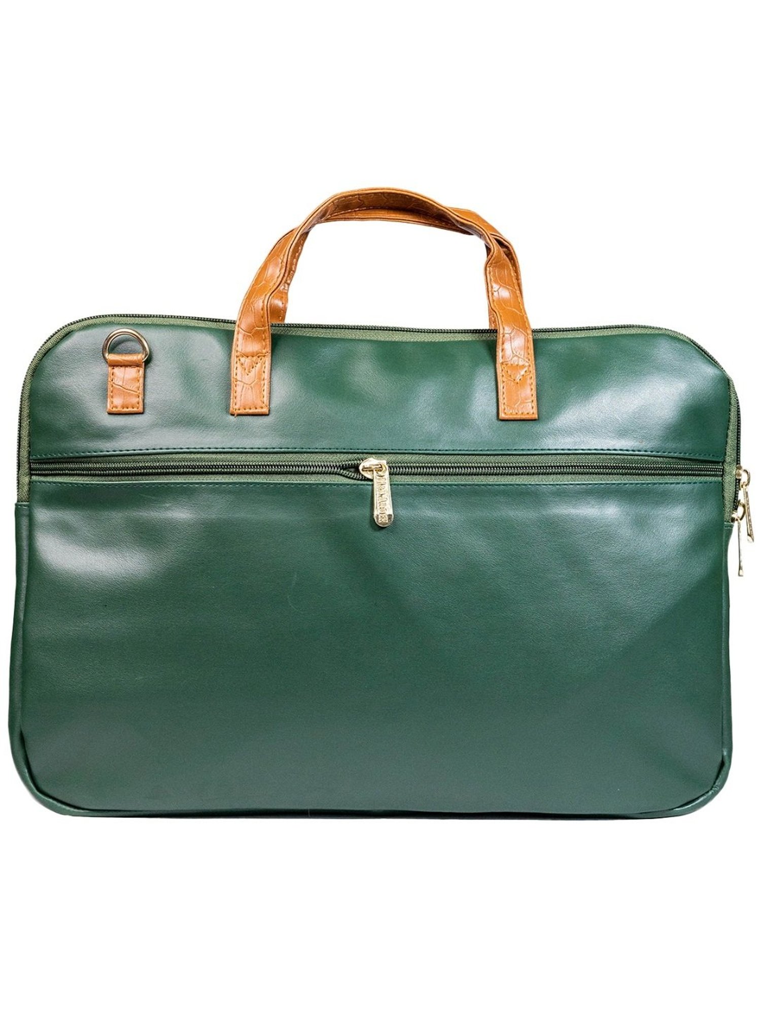 Man Arden Green & Tan Animal Effect 14 inch Medium Leather Laptop Bag