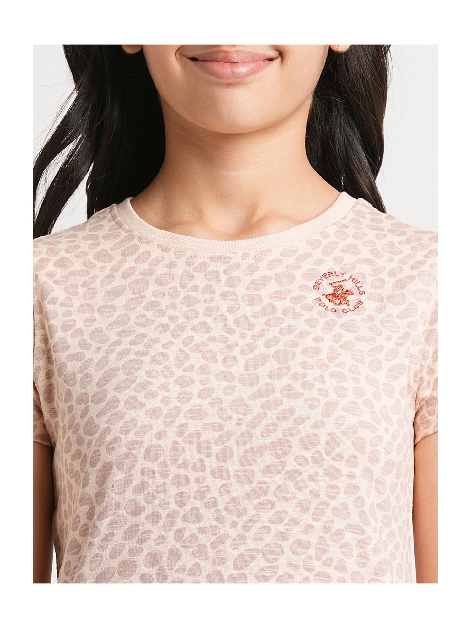 Beverly Hills Polo Club Kids Beige Printed T-Shirt Dress