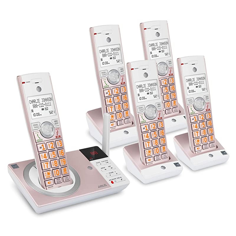 CL82557 5 Handset Answering System with Caller ID Announce, Rose Gold