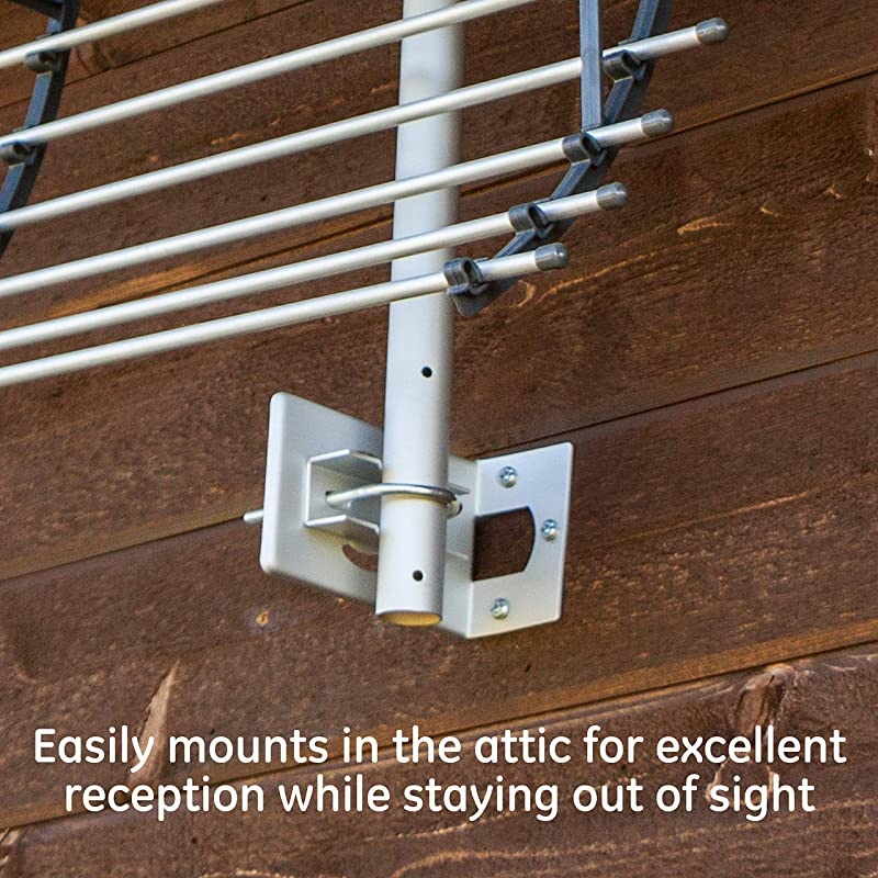 Attic Mount TV Antenna Long Ran Antenna Supports 4K 1080P Digital HDTV VHF UHF Indoor Directional Antenna Mounting Pole Included Out of Sight Compact Design 33692