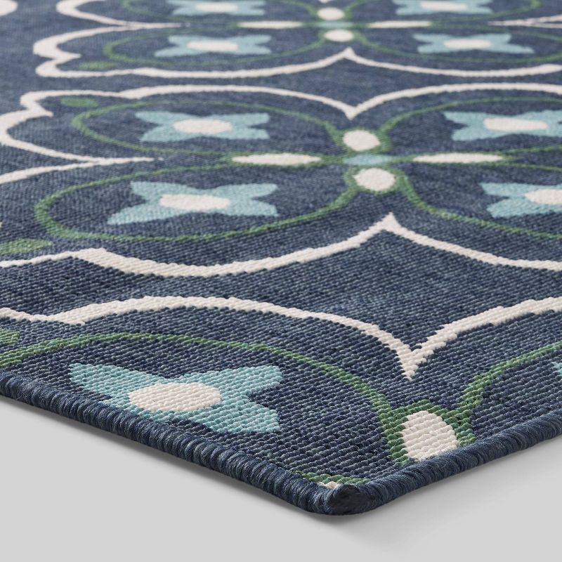7'10" x 10' Camelia Medallion Outdoor Rug Blue/Green - Christopher Knight Home