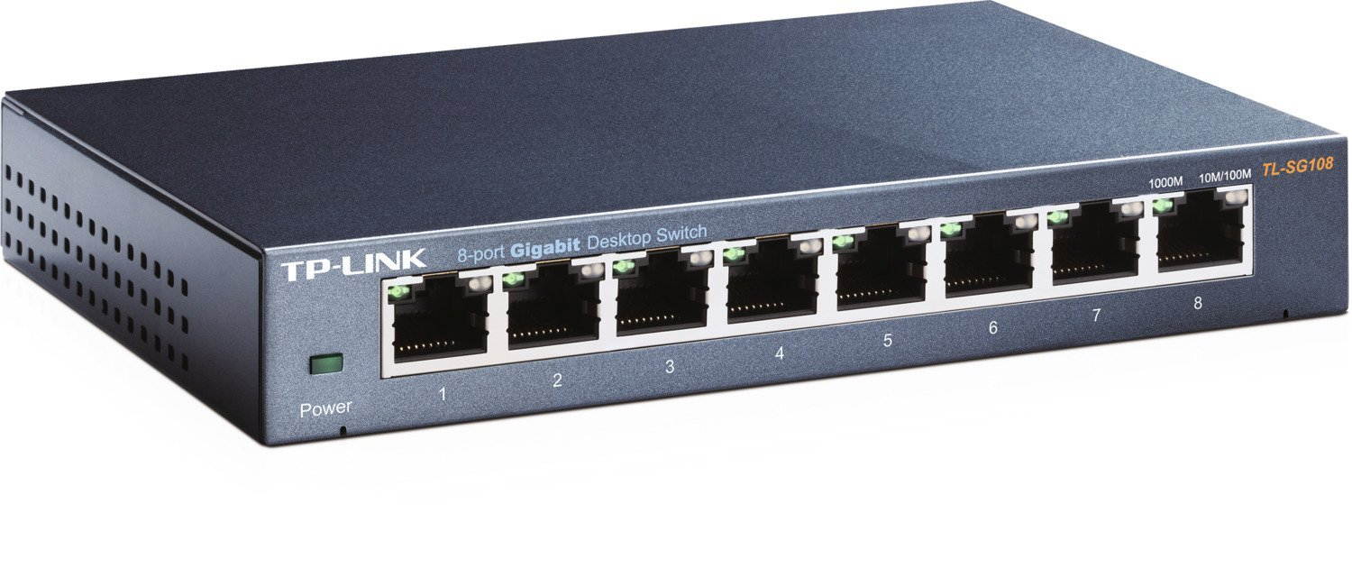 TP-Link 8 Port Gigabit Ethernet Network Switch | Ethernet Splitter | Sturdy Metal w/ Shielded Ports | Plug-and-Play | Traffic Optimization | 8 x 10/100/1000 Mbps Gigabit auto-negotiation,Ethernet Hub