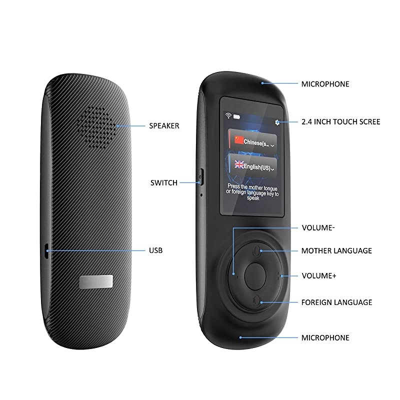 Translator Device Smart Voice Translator with 2.4inch HD Touch Screen Support 70 Languages for Learning Travel Business Shopping