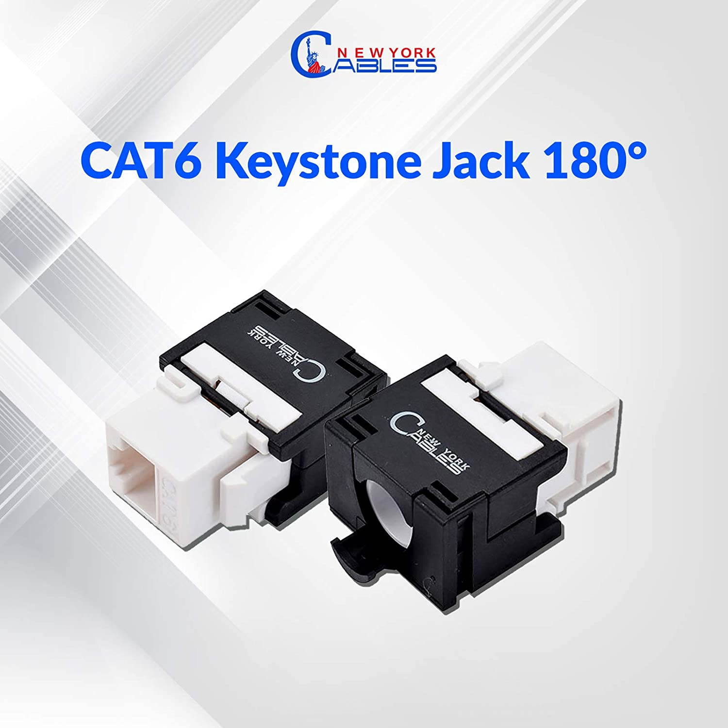 Cat6 rj45 180 Degree Keystone Jack, 10-Pack UL Listed Keystone Jack, rj45 Punch Down Keystone Jack Adapter, Cat6 Keystone Jacks for Modular Patch Panel & Keystone Jack Wall Plate (Pack of 10)