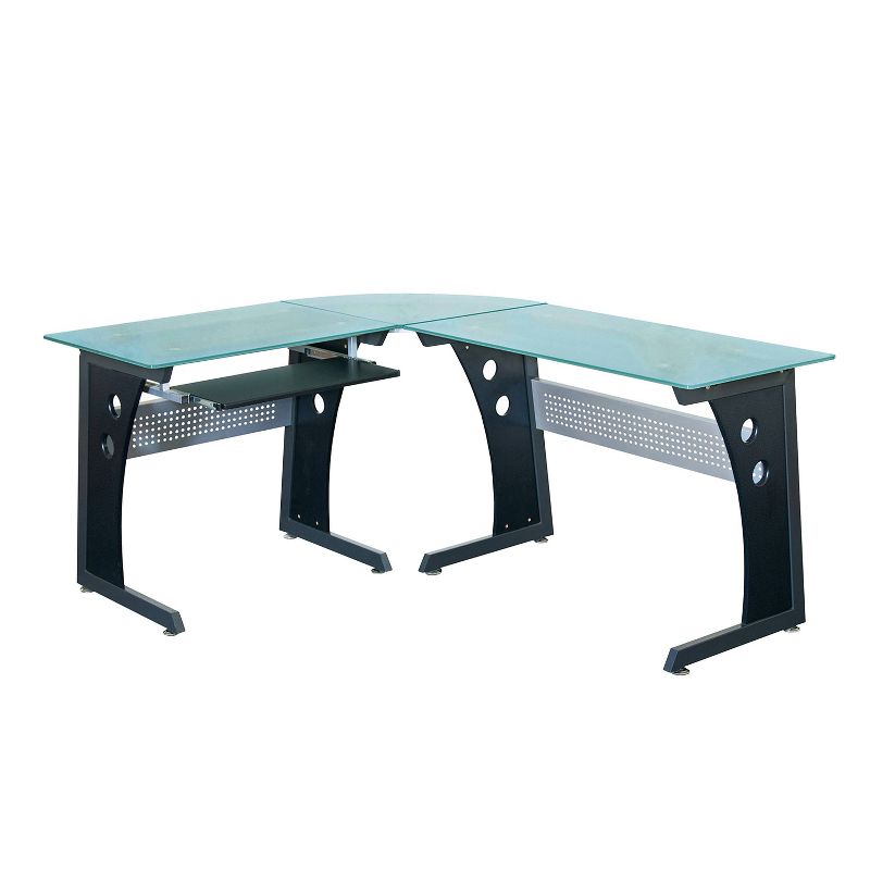 Large L-Shape Desk with Frosted Glass - Techni Mobili
