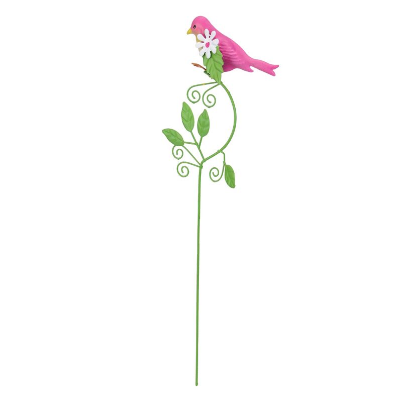 Napco 15" Bird with Flower Outdoor Garden Stake - Green/Blue