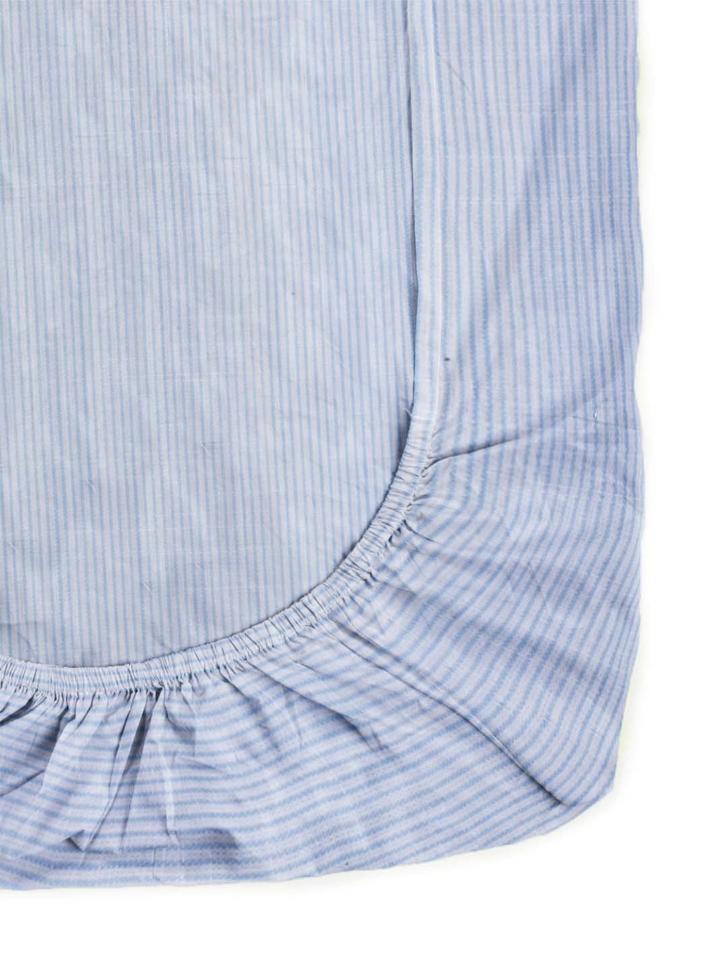The Baby Atelier Blue Stripes Cotton 400 TC Crib Sheet
