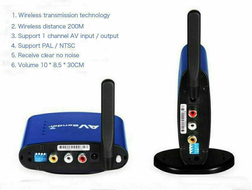 5.8GHz Wireless AV TV Audio Video Sender Transmitter Receiver IR Remote for IPTV DVD STB DVR 200M PAT-535