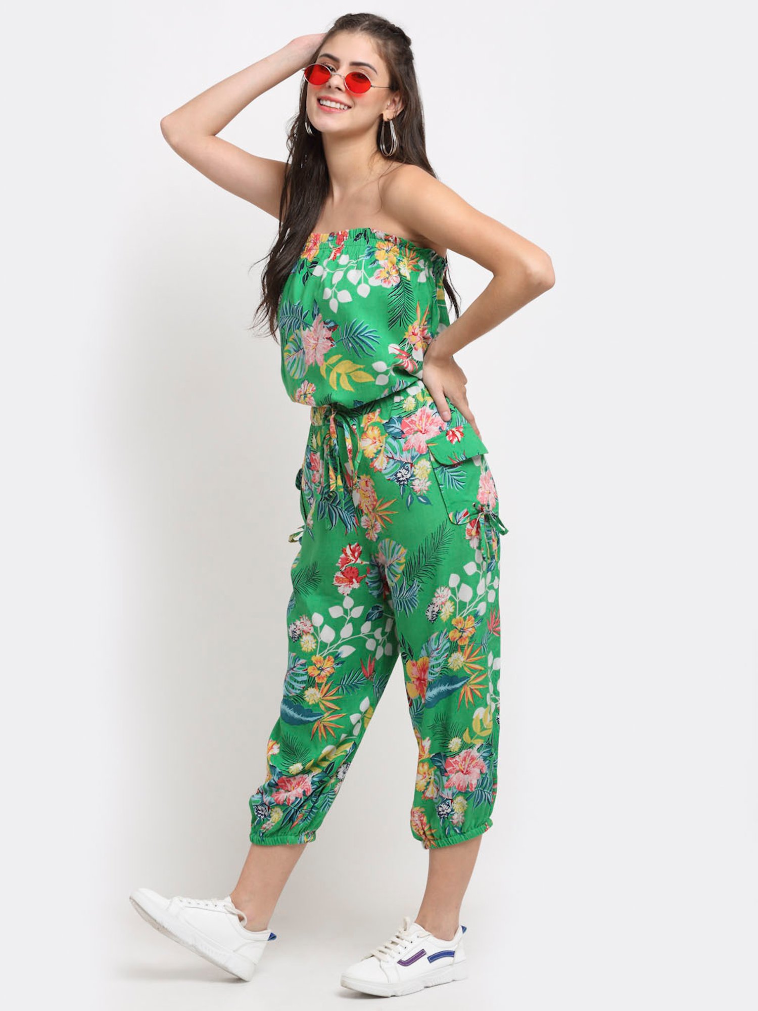 NEUDIS Green Printed Tube Jumpsuit