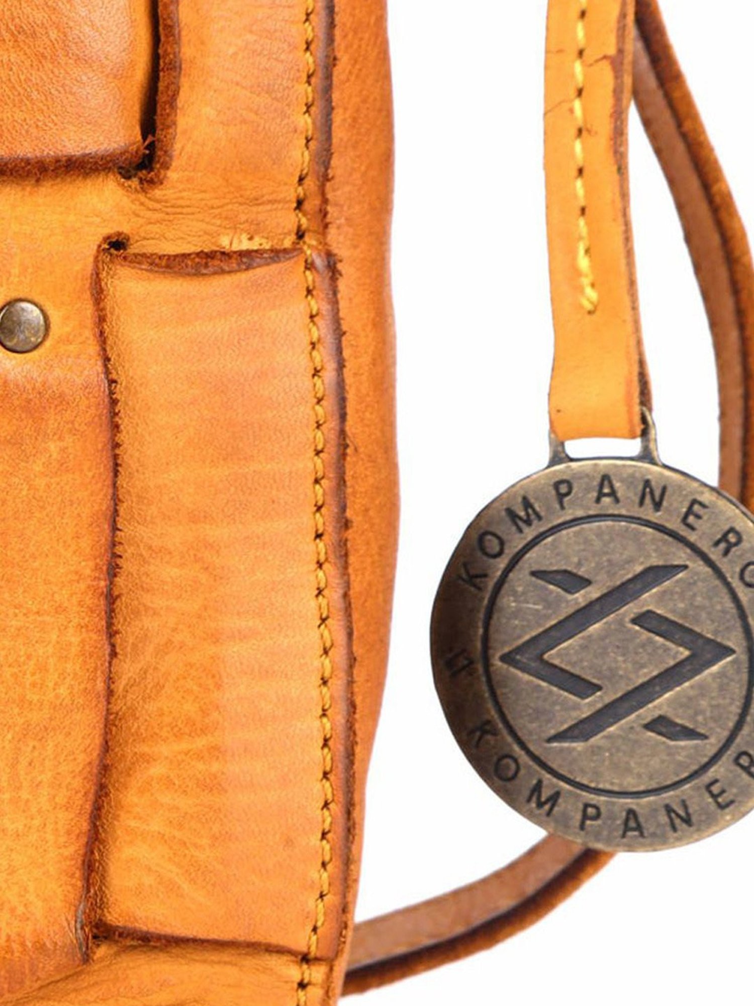 KOMPANERO Rochelle Mustard Leather Textured Sling Handbag