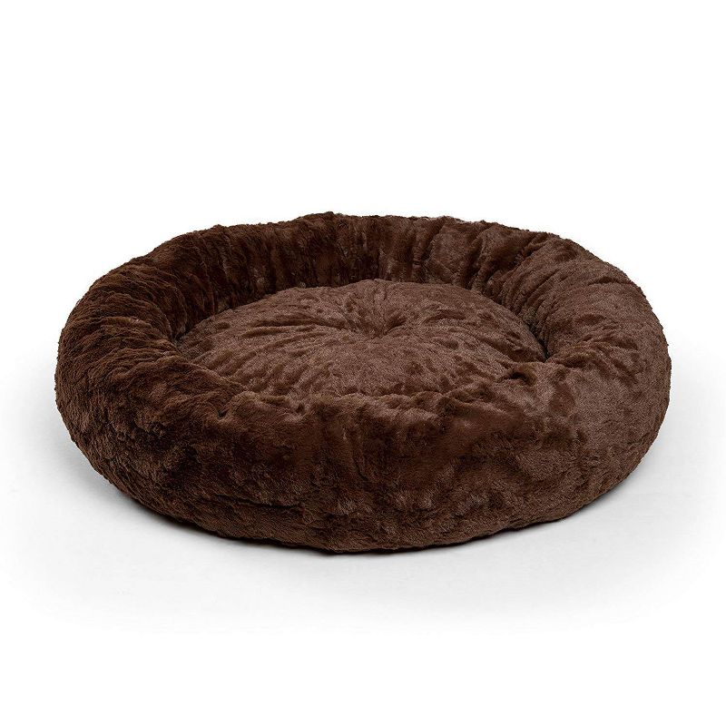 Best Friends by Sheri Orthopedic Relief Donut Cuddler Dog Bed in Brown Lux Fur