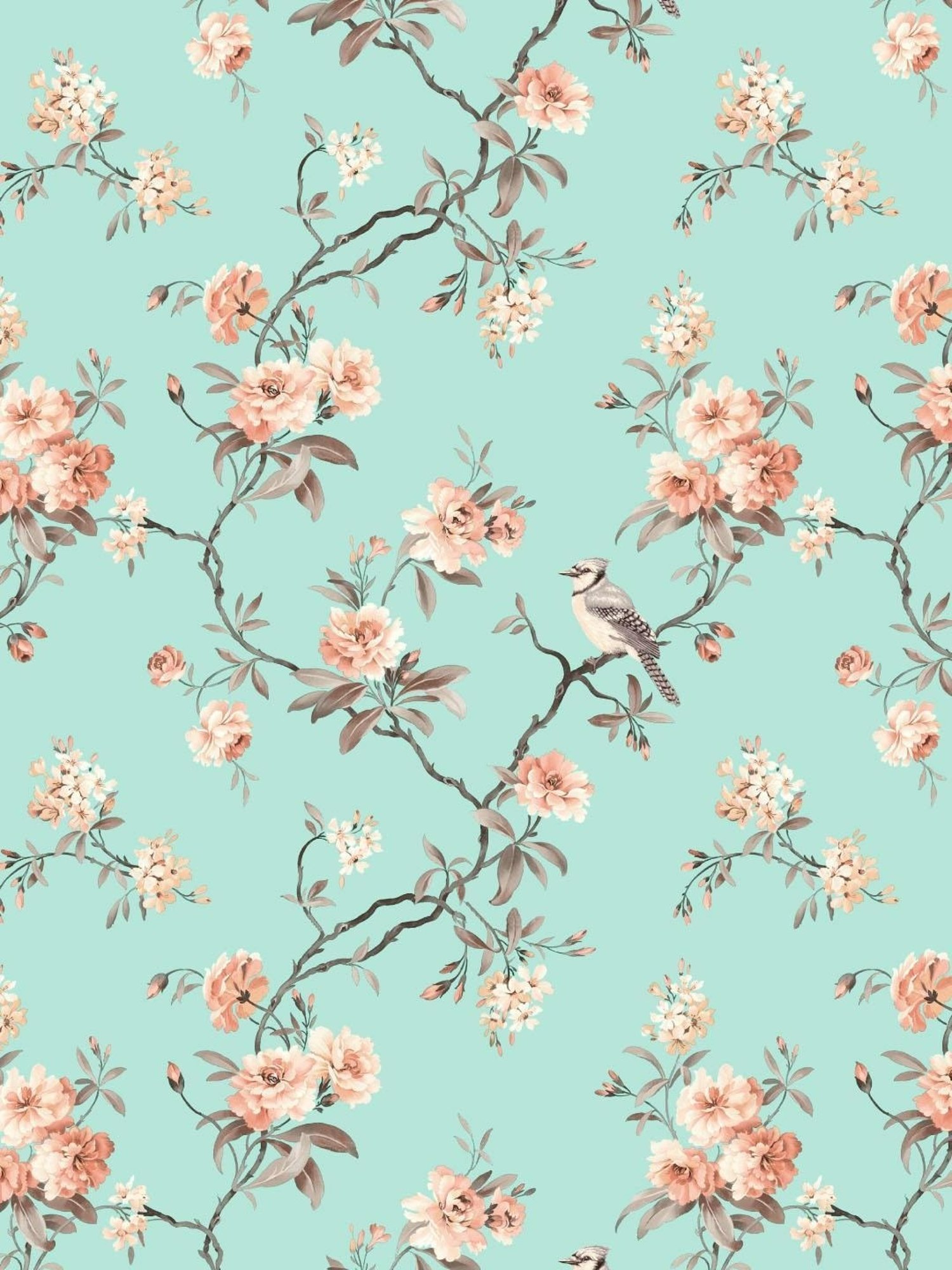 SPACES DRAPE STORY Elegent Floral Light Blue Polyester 5 ft Window Curtains - Set of 2