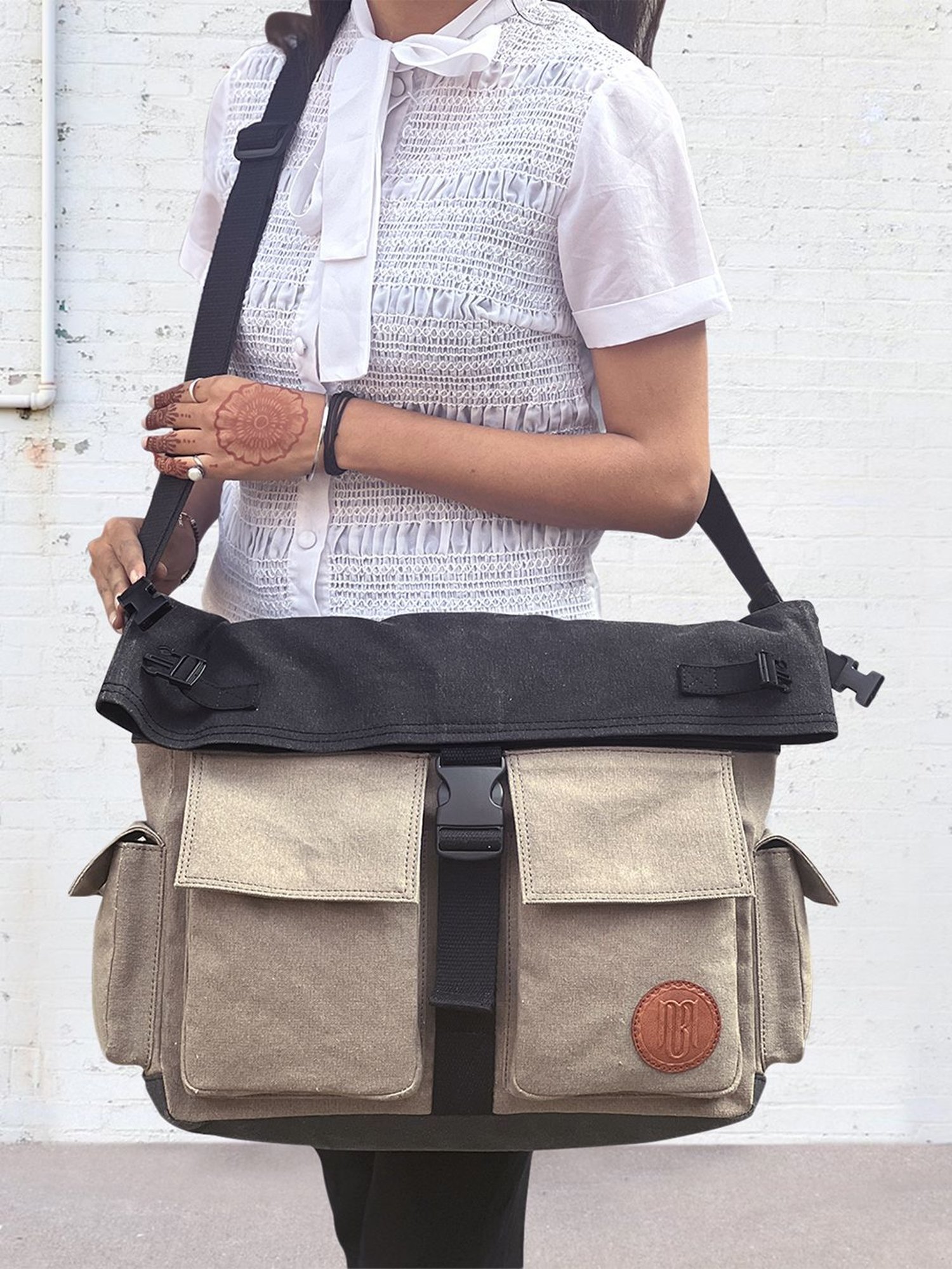 Mona B Beige Medium Cross Body Bag