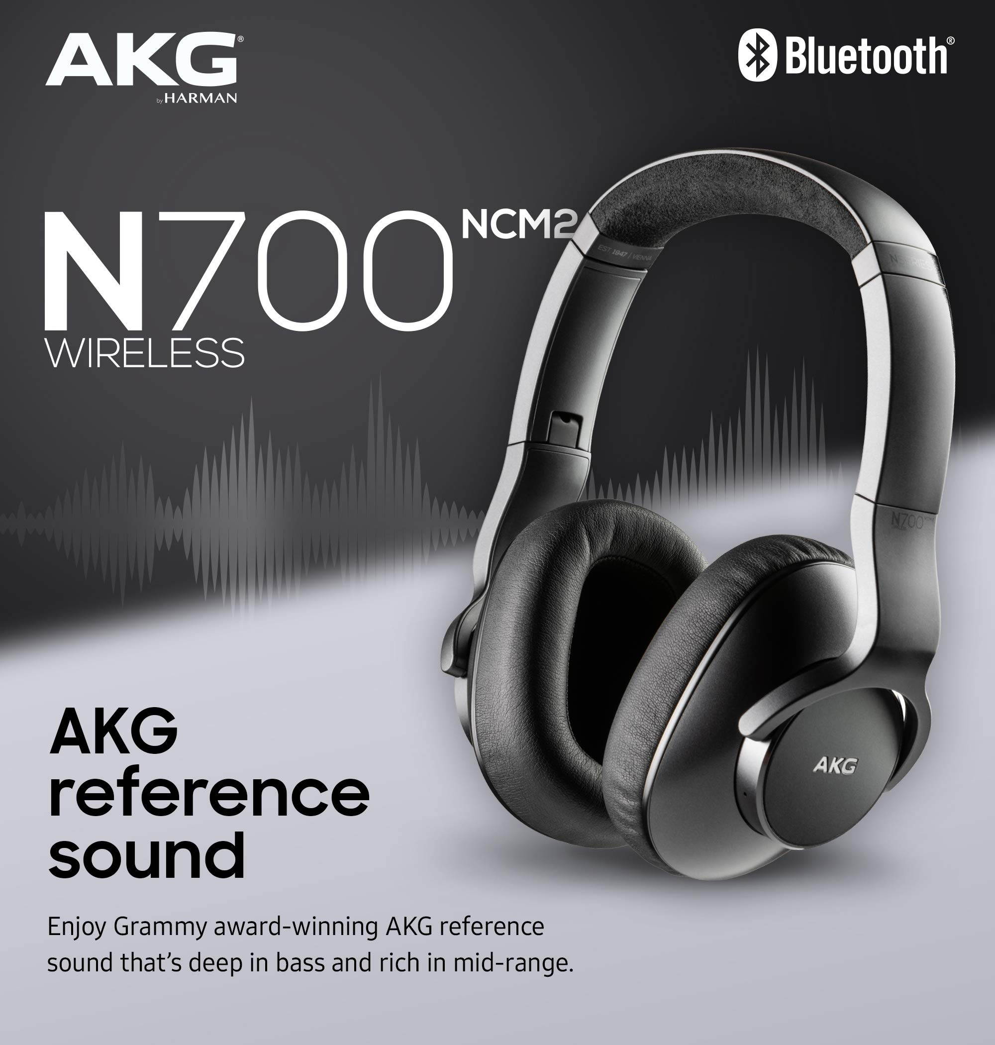 AKG (A Samsung Brand) N700NC M2 Over-Ear Foldable Wireless Headphones, Active Noise Cancelling Headphones - Black (US Version)