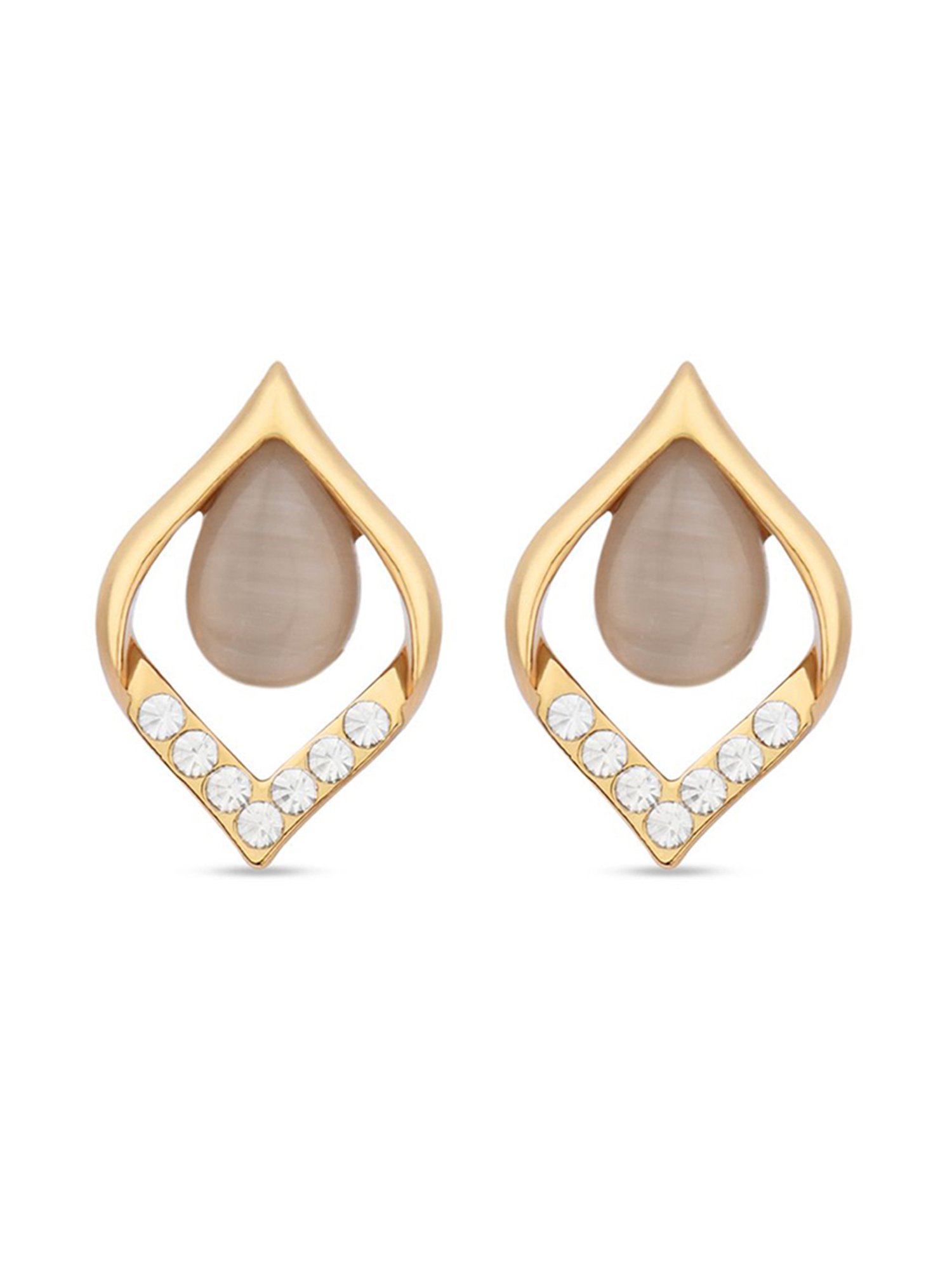 ToniQ Gold-Plated Leaf Shaped Stud Earrings