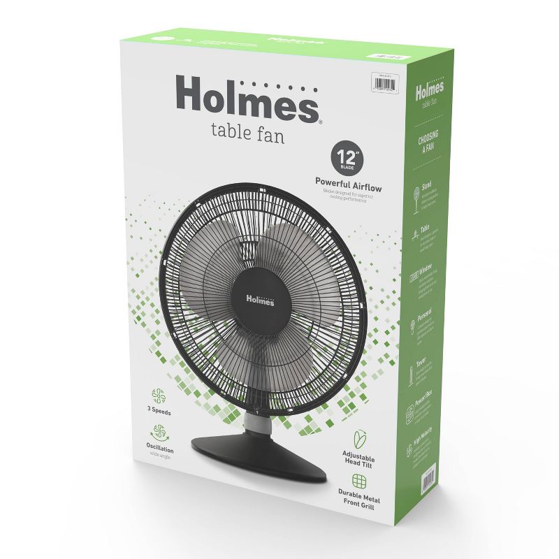 Holmes 12" Oscillating Metal Grill Rotary Dial Table Fan