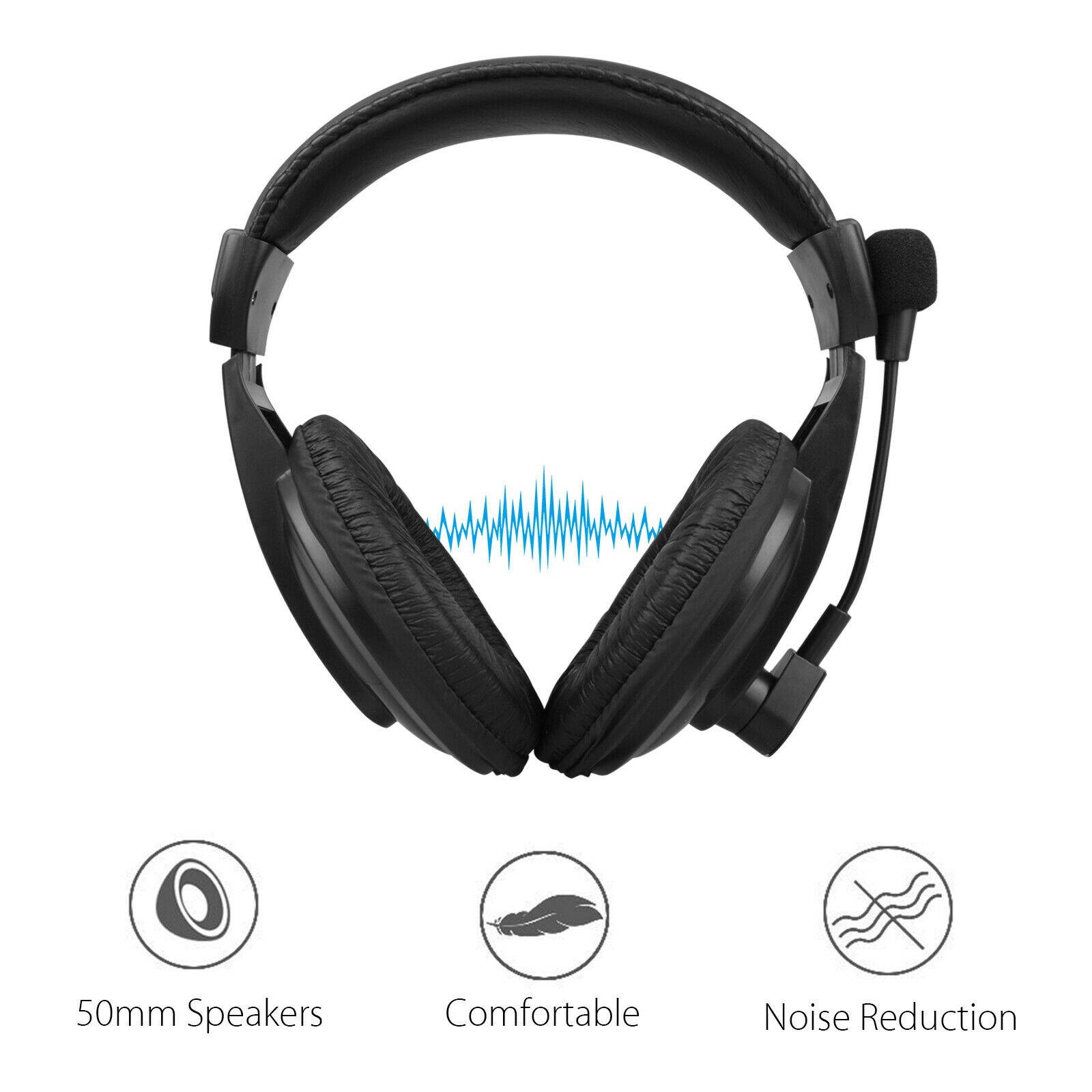 Wired Handsfree Earphone Headphones Headset With Mic For PC Computer Notebook