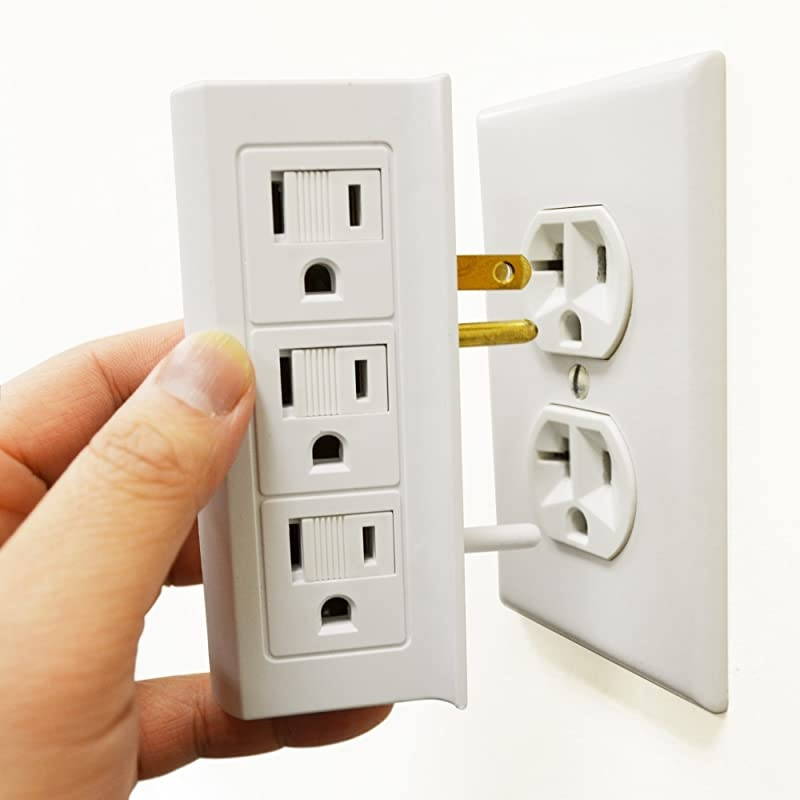 2Pack 6 Outlet Splitter Grounded Side Access Outlet Extender Wall Tap