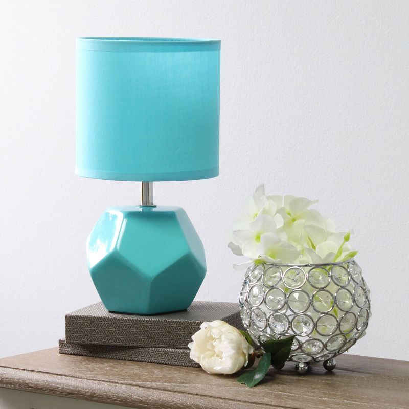 Round Prism Mini Table Lamp with Matching Fabric Shade Blue - Simple Designs