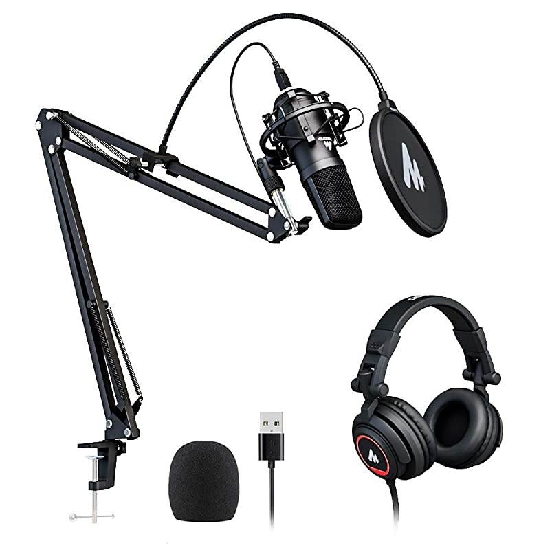 Microphone with Studio Headphone Set 192kHz/24 bit  AU-A04H Vocal Condenser Cardioid Podcast Mic Compatible with Mac and Windows, YouTube, Gaming, Livestreaming, Voice Over