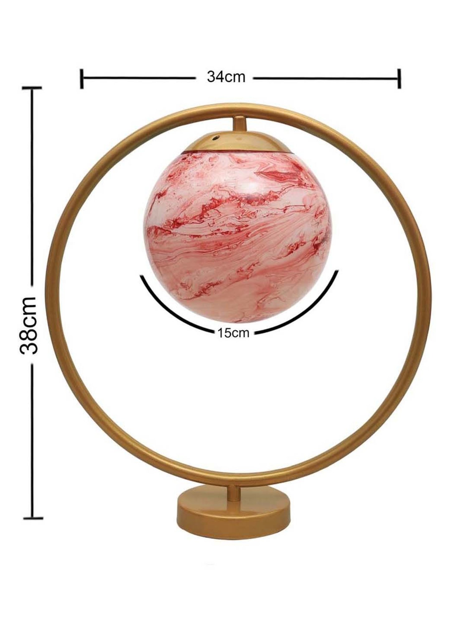 Homesake Red & Golden Metal Bedside Globe Desk Lamp