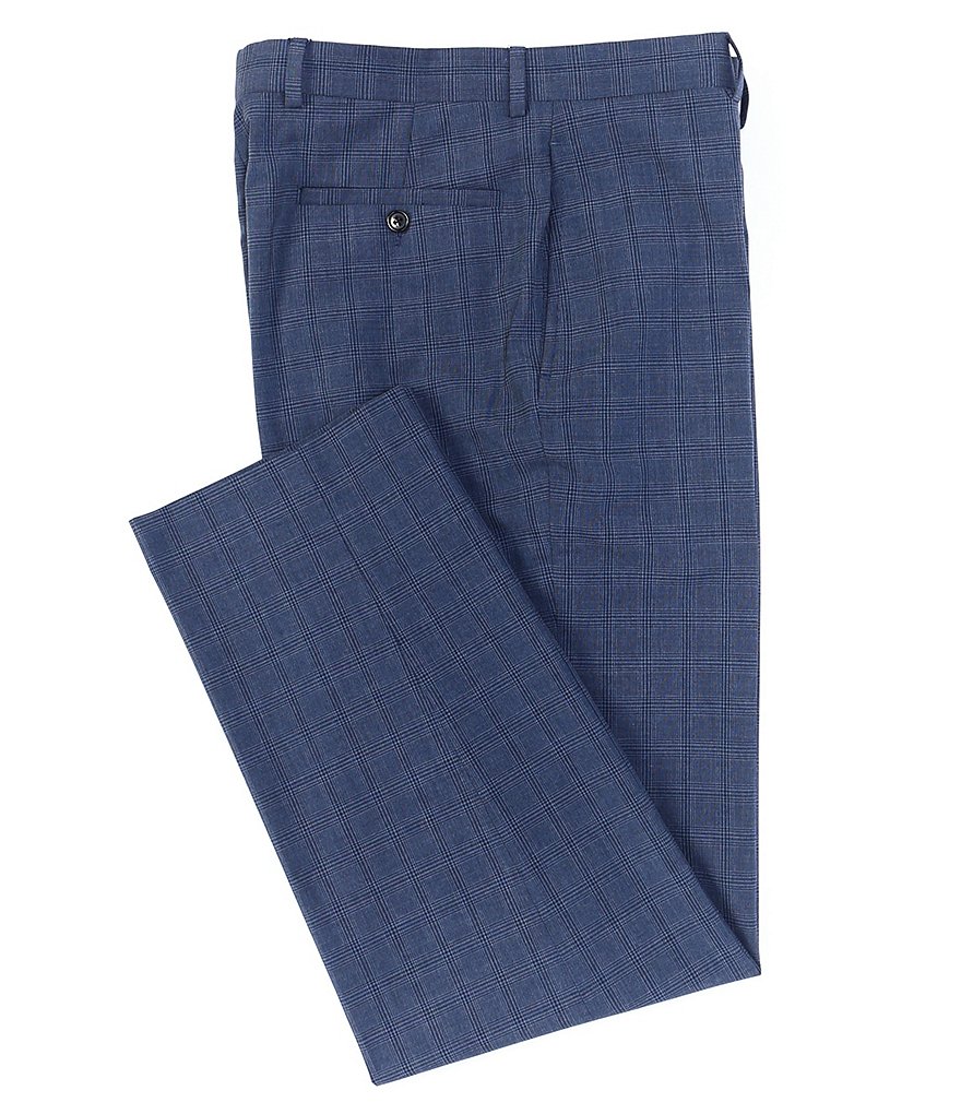 Ralph Ralph Lauren Flat-Front Relaxed-Fit Tonal-Plaid Dress Pants