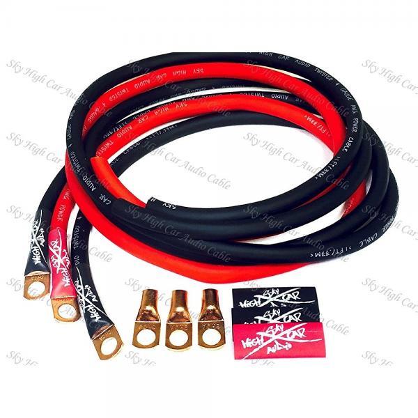 Sky High Oversized 4 Gauge AWG Big 3 Upgrade RED/BLACK Electrical Wiring Kit