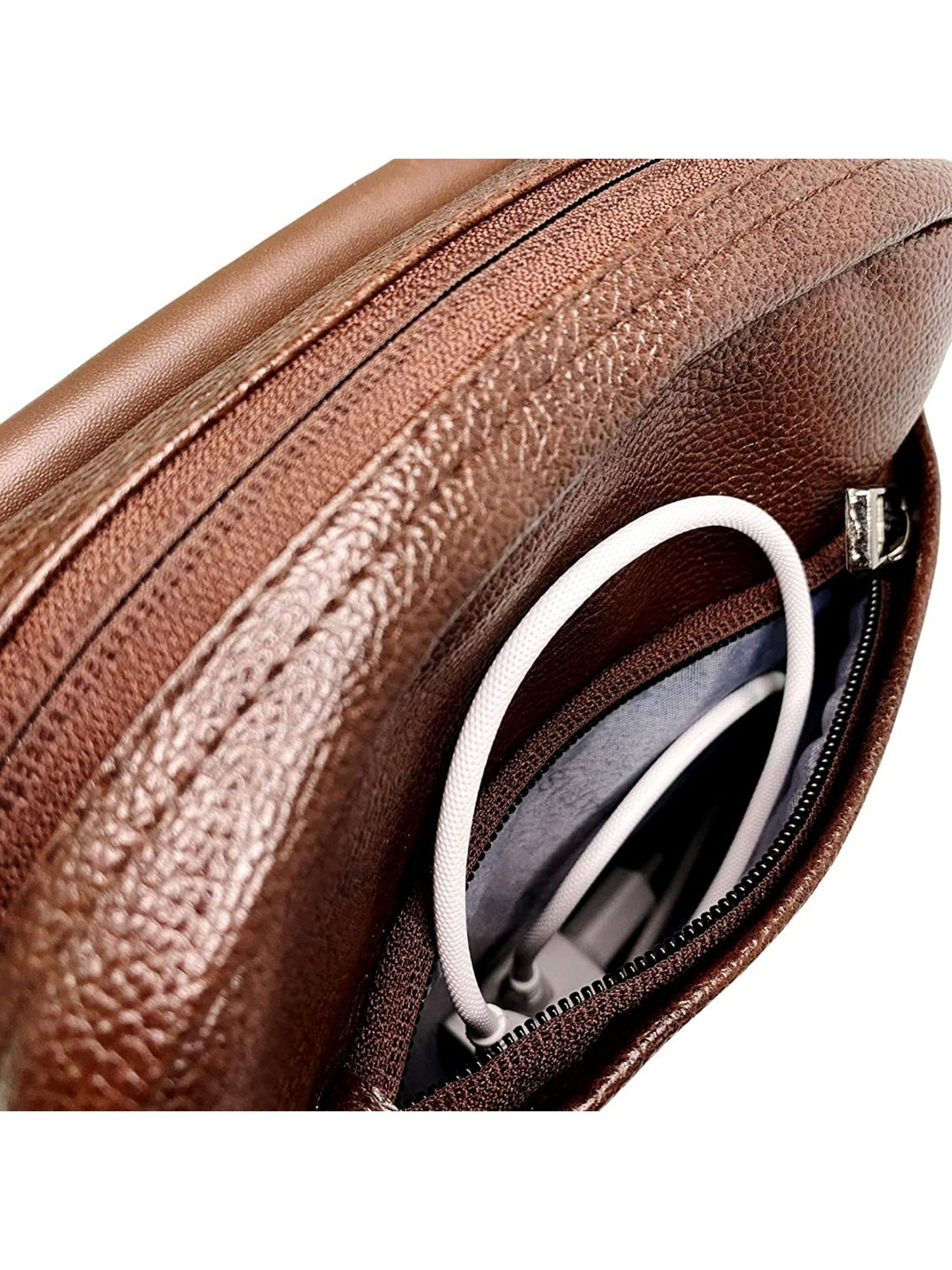 Harissons Brown Textured Small Leather Cross Body Bag