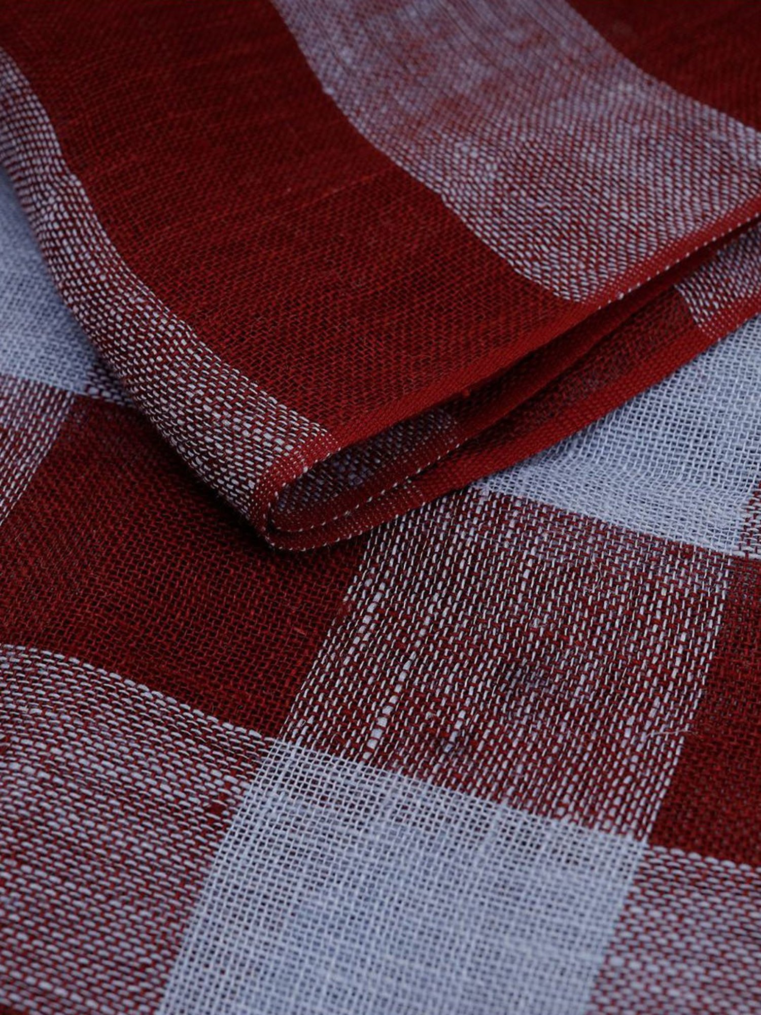 Linen Club Maroon Checks Pure Linen Stole