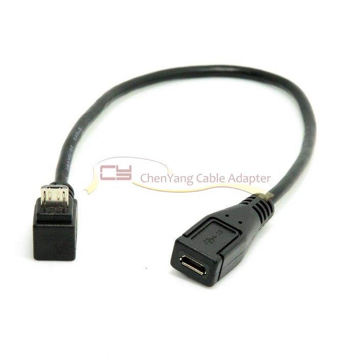 Down Direction 90 Degree Angled Micro USB 2.0 5Pin Male Female Extension Cable