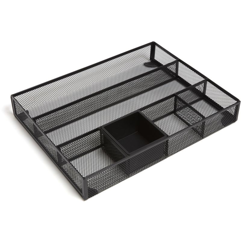 TRU RED 6 Compartment Mesh Drawer Organizer, Matte Black TR57545-CC