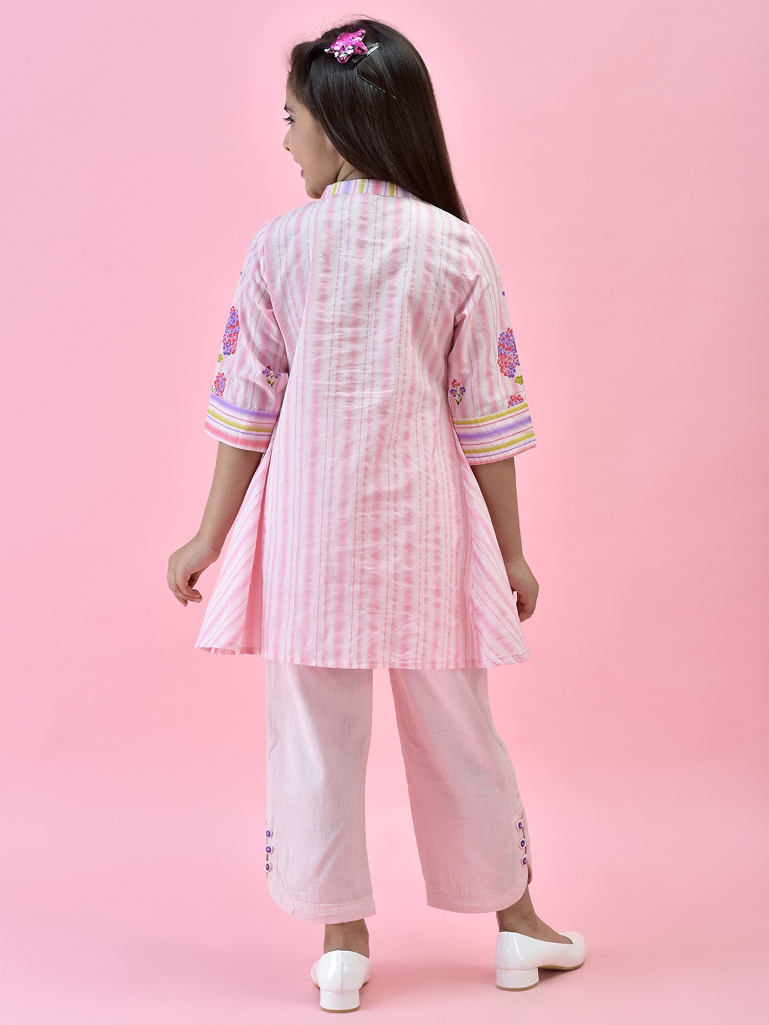 Juniper Girls Pink Floral Print Shirt With Pants