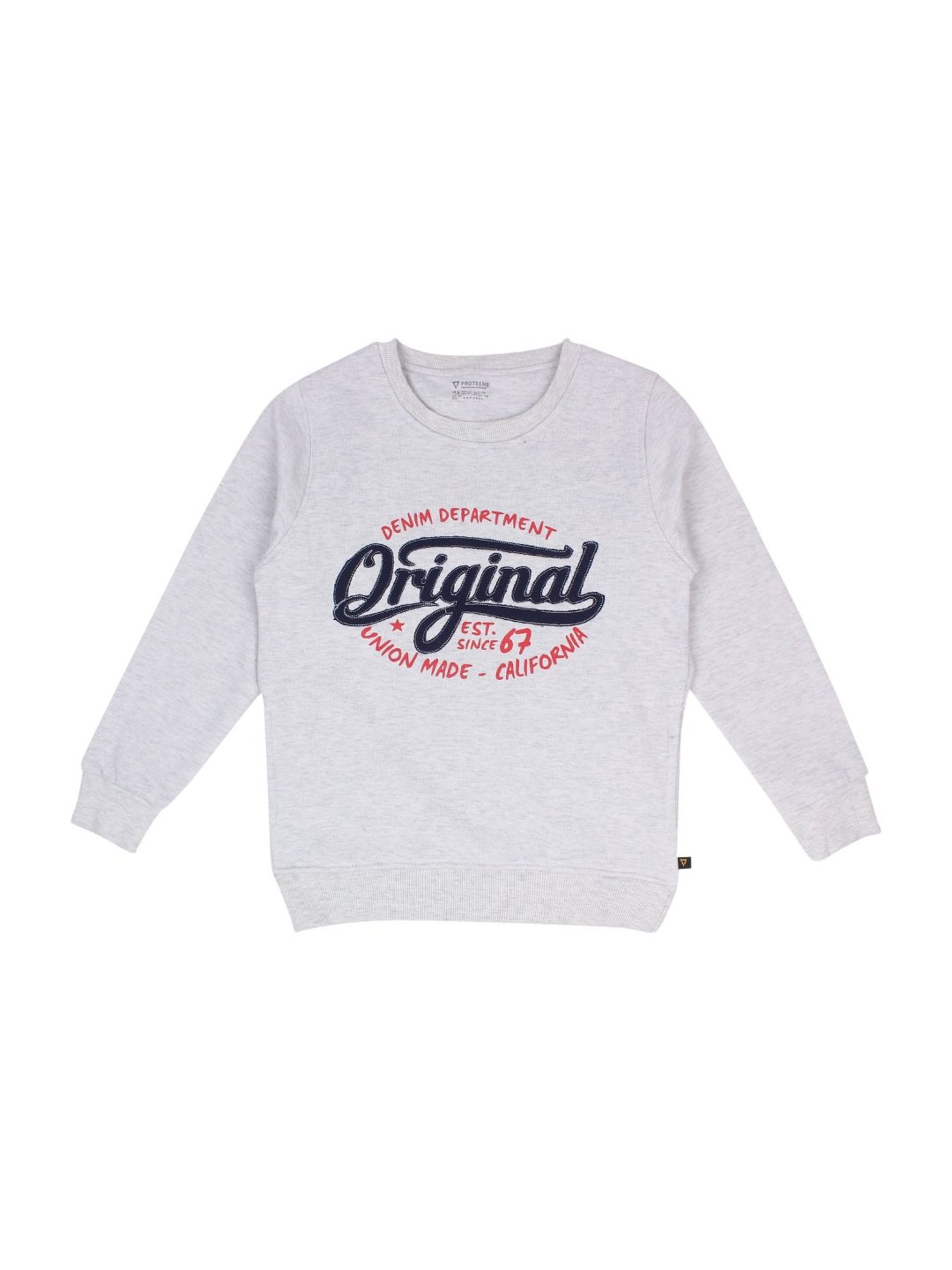 Proteens Kids Grey Cotton Printed Sweatshirt