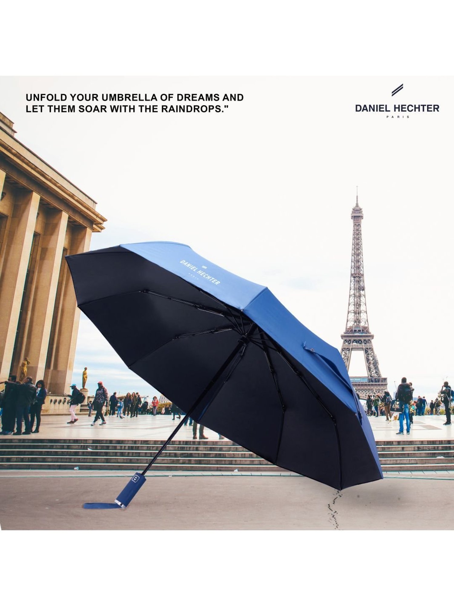 Daniel Hechter Auto Open & Close UV Protection Blue Umbrella