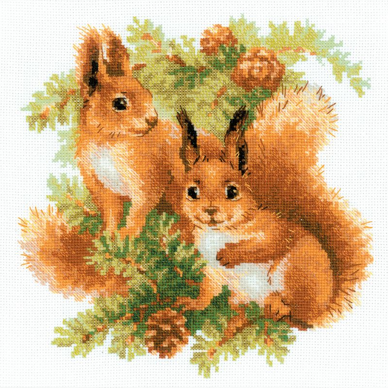 RIOLIS Counted Cross Stitch Kit 9.75"X9.75"-Squirrels (14 Count)
